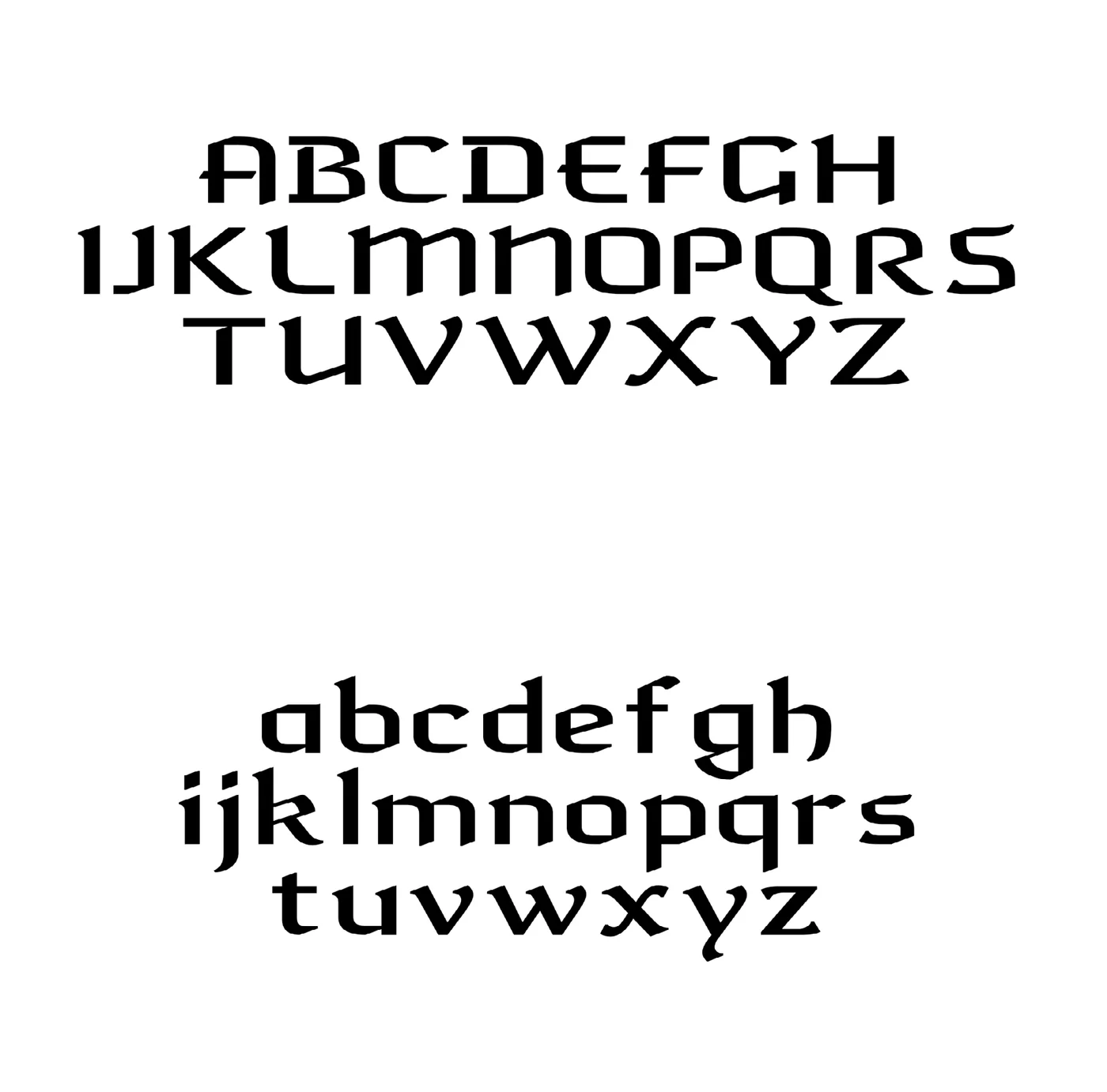 Specimen of the custom Decadency typeface with upper and lower case letters